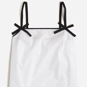 J.Crew: Bow-strap Tank Top In Cotton Poplin Black and White M